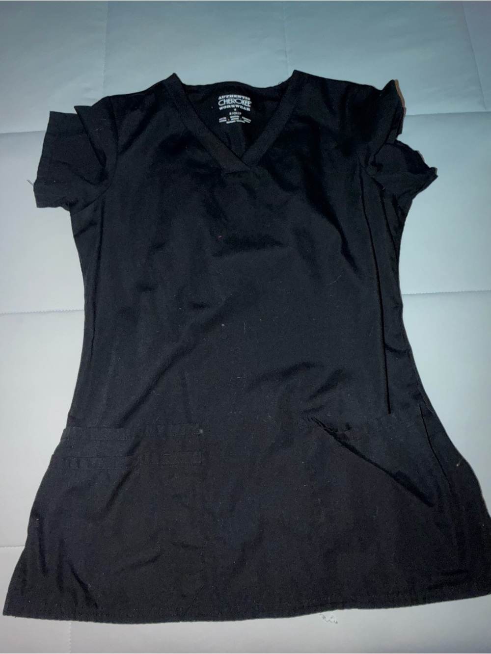 Cherokee Black V-Neck Short Sleeve Scrub Top